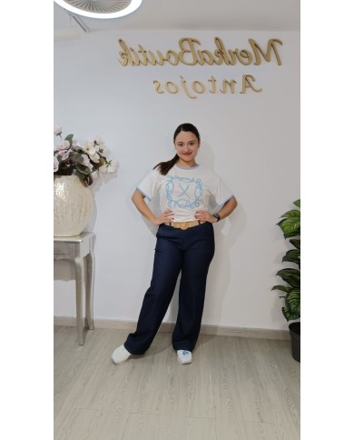 Vaquero Pata Ancha Cinturón Celia | Talla única 42 a 50