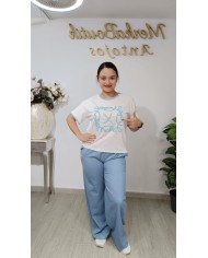 Camiseta Algodón Bordada Jimena | Talla única 40 a 46