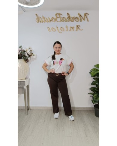 Pantalón Elastizado Pata Ancha Elvira | Talla única 42 a 48