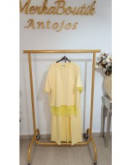 Conjunto Pata Ancha Encaje Syndi de dos piezas para mujer, talla única de la 48 a la 54