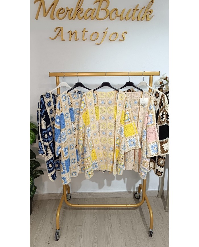 Rebeca Crochet Larga Naturaleza para mujer, talla única de la 44 a la 54