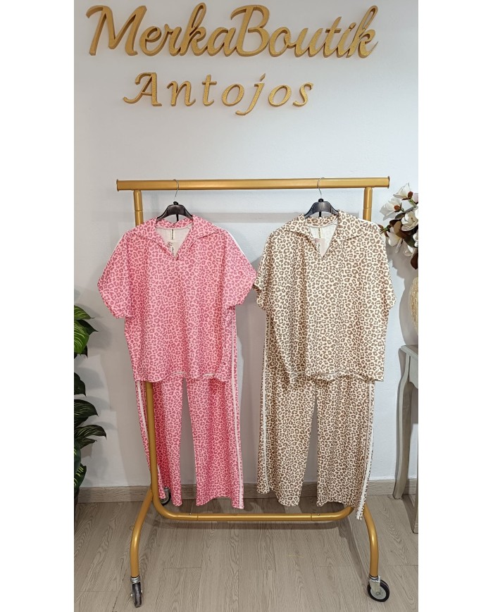 Conjunto Cuello Print Leona de dos piezas para mujer, talla única de la 40 a la 44