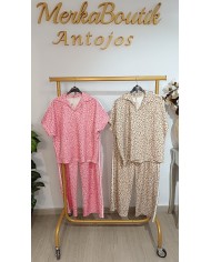 Conjunto Cuello Print Leona de dos piezas para mujer, talla única de la 40 a la 44