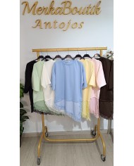 Camiseta Manga Corta Encaje para mujer, talla única de la 42 a la 46