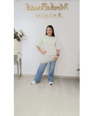 Camiseta Manga Corta Encaje | Talla única 42 a 46