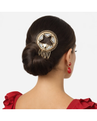 Peina Flamenca Estrella Blanca Dorada | Accesorio Flamenco Elegante | Merkaboutik