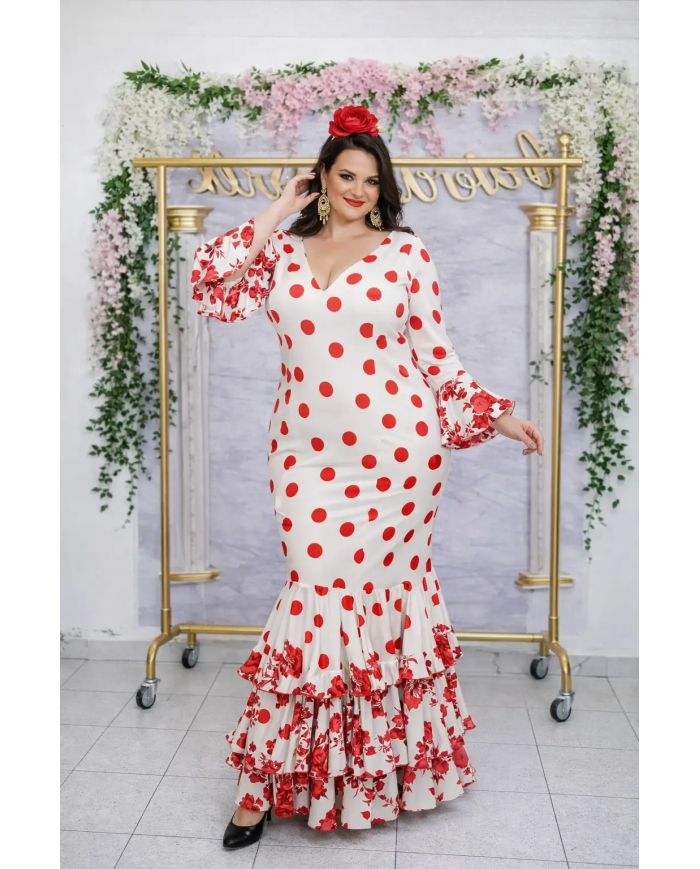 Vestido Jimena de flamenca para mujer, talla única de la 48 a la 54