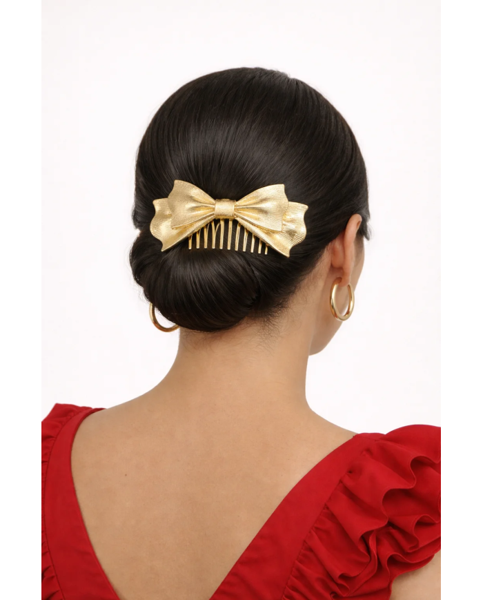 Peina lazo dorado elegante | Accesorios pelo Merkaboutik
