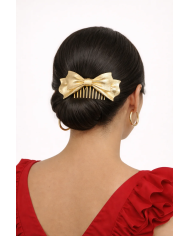 Peina lazo dorado elegante | Accesorios pelo Merkaboutik