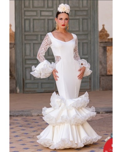 Vestido Trinidad | Vestido flamenco blanco elegante