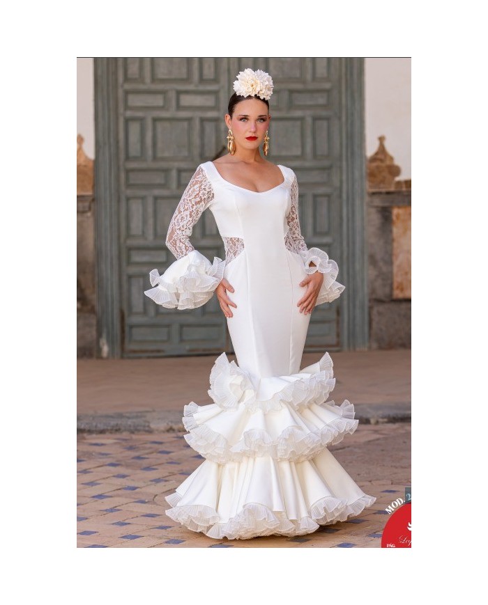 Vestido Trinidad | Vestido flamenco blanco elegante