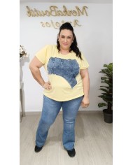 Camiseta Algodón Corset Vaquero | Talla única 48 a 56