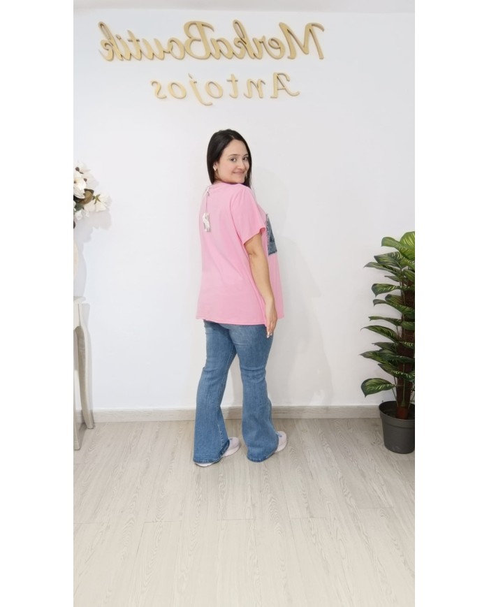 Camiseta Algodón Corset Vaquero | Talla única 48 a 56