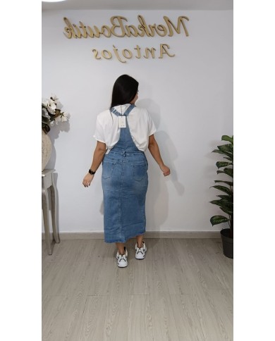 Peto Vaquero Gardenias | Peto Denim Midi Mujer | Merkaboutik