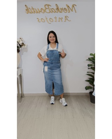 Peto vaquero Gardenias falda midi denim mujer