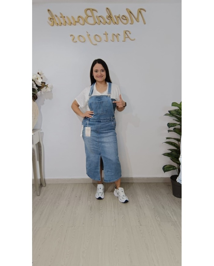 Peto vaquero Gardenias falda midi denim mujer