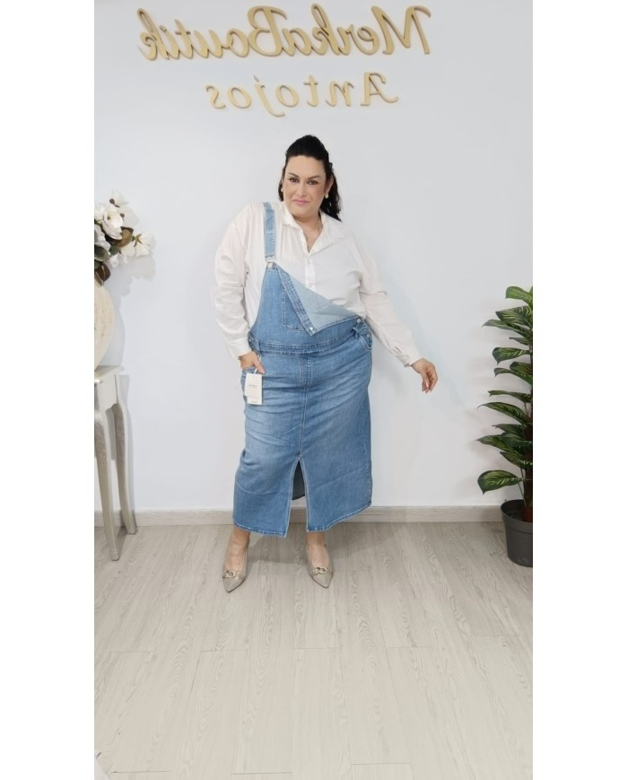 Peto Vaquero Gardenias | Peto Denim Midi Mujer | Merkaboutik