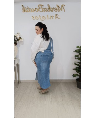 Peto Vaquero Gardenias | Peto Denim Midi Mujer | Merkaboutik