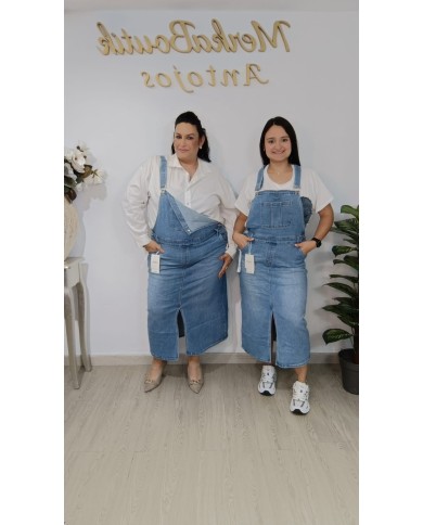 Peto Vaquero Gardenias | Peto Denim Midi Mujer | Merkaboutik