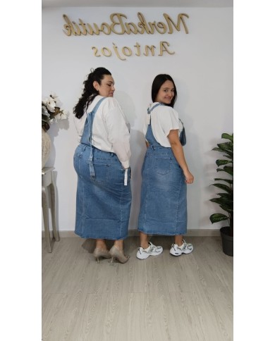 Peto Vaquero Gardenias | Peto Denim Midi Mujer | Merkaboutik