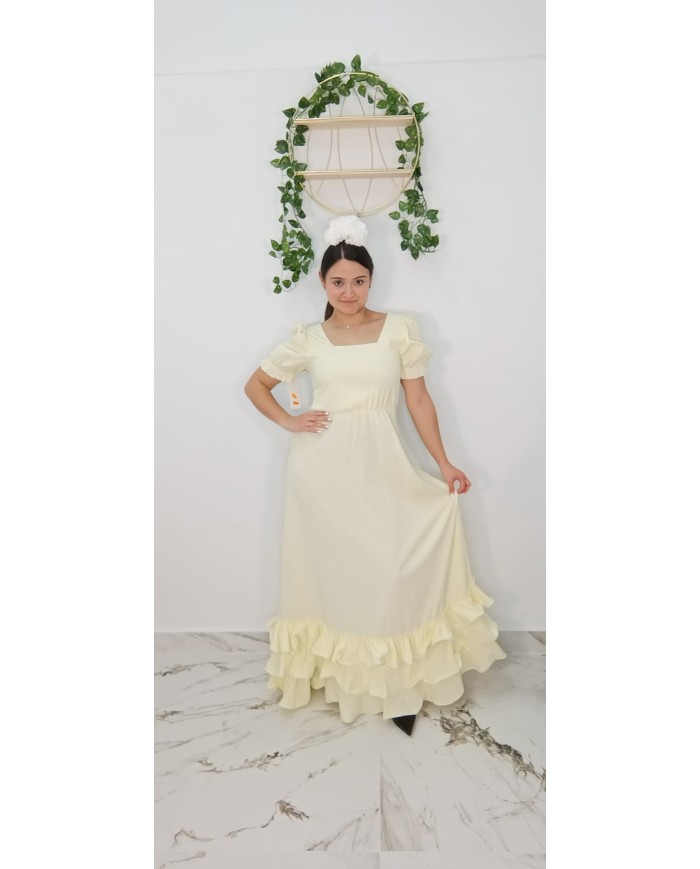 Bata Vichy Escote Cuadrado | Vestido Flamenco de Cuadros