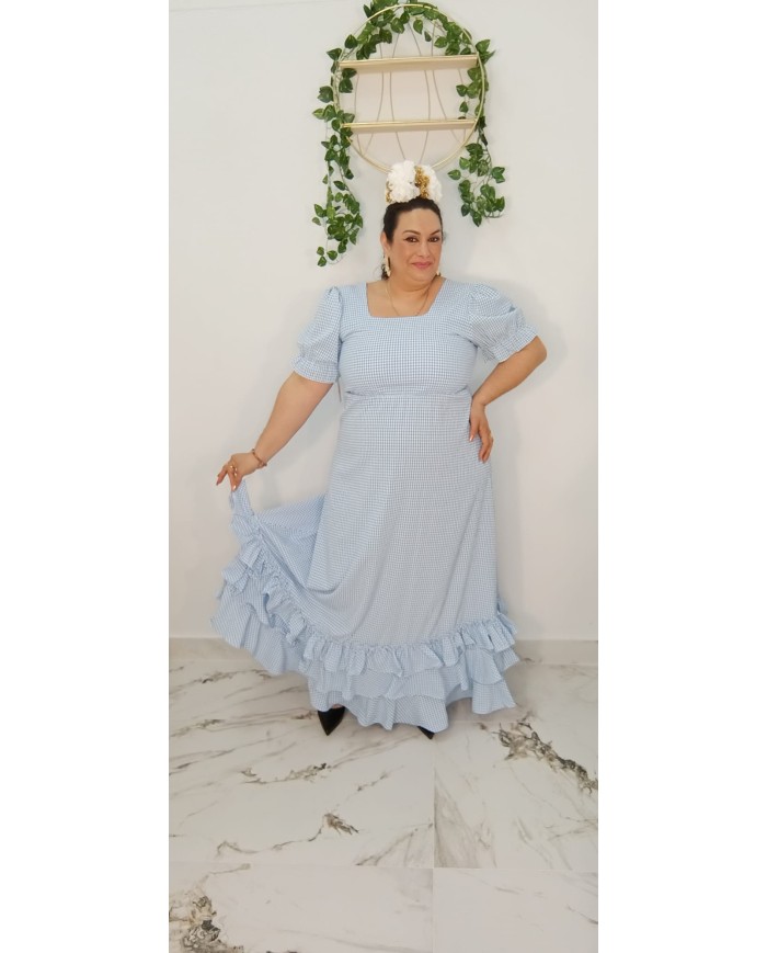 Bata Vichy Escote Cuadrado | Vestido Flamenco de Cuadros