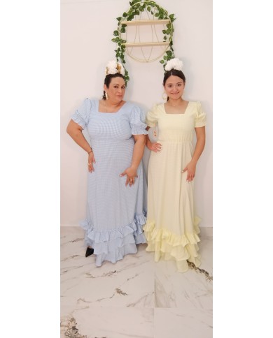 Bata Vichy Escote Cuadrado | Vestido Flamenco de Cuadros