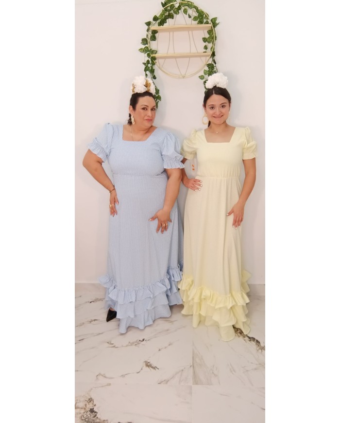 Bata Vichy Escote Cuadrado | Vestido Flamenco de Cuadros