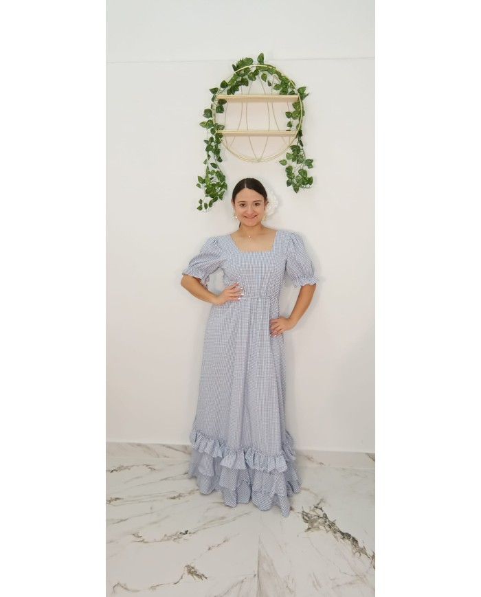 Bata Vichy Escote Cuadrado | Vestido Flamenco de Cuadros