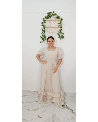 Bata Vichy Escote Cuadrado | Vestido Flamenco de Cuadros