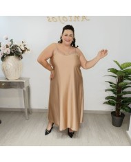 Vestido Maxi Satén Lencero Encaje | Tirantes Finos Burdeos | Vestido de Gala