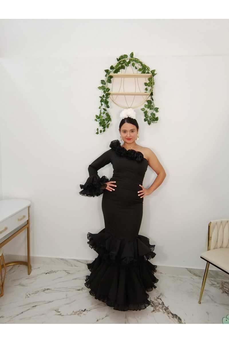 Vestido Rosas | Vestido flamenco elegante de un hombro