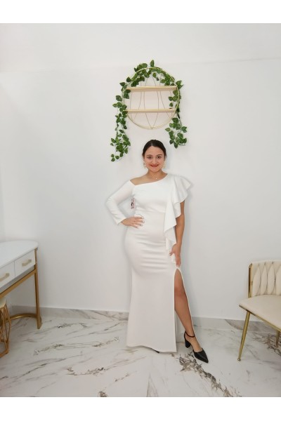 Vestido Fabiana blanco asimétrico elegante talla 42 | Merkaboutik