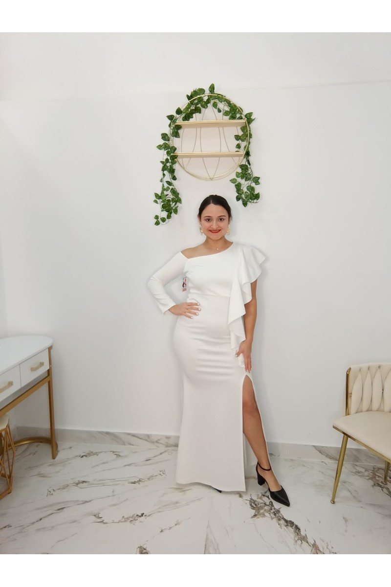 Vestido Fabiana blanco asimétrico elegante talla 42 | Merkaboutik