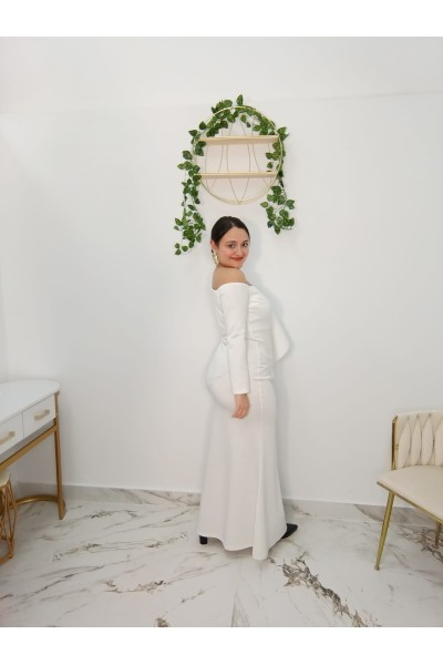 Vestido Fabiana blanco asimétrico elegante talla 42 | Merkaboutik