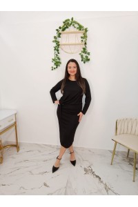 Vestido Gran Poder negro midi con lazada lateral | Merkaboutik