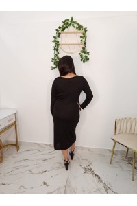 Vestido Gran Poder negro midi con lazada lateral | Merkaboutik