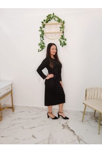 Vestido Gran Poder negro midi con lazada lateral | Merkaboutik