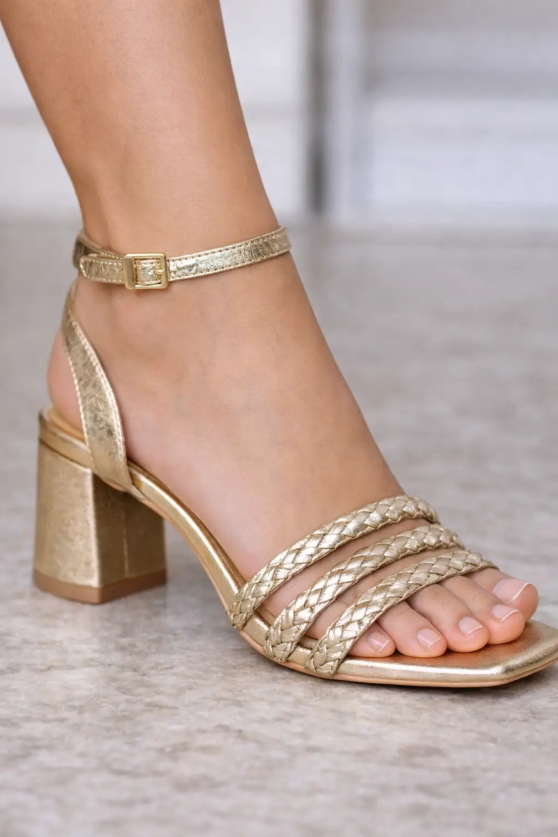 Sandalia Minerva multicolor tacón ancho elegante | Merkaboutik