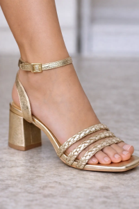 Sandalia Minerva multicolor tacón ancho elegante | Merkaboutik