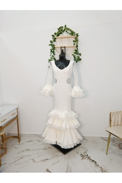 Vestido Trinidad | Vestido flamenco blanco elegante
