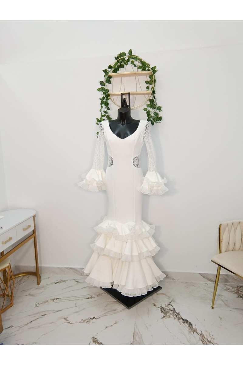 Vestido Trinidad | Vestido flamenco blanco elegante