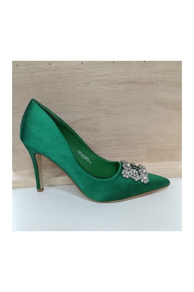 Zapato Topacio Champán - Tacón Aguja Pedrería - Novia Fiesta