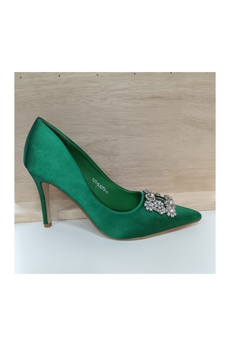 Zapato Topacio Champán - Tacón Aguja Pedrería - Novia Fiesta