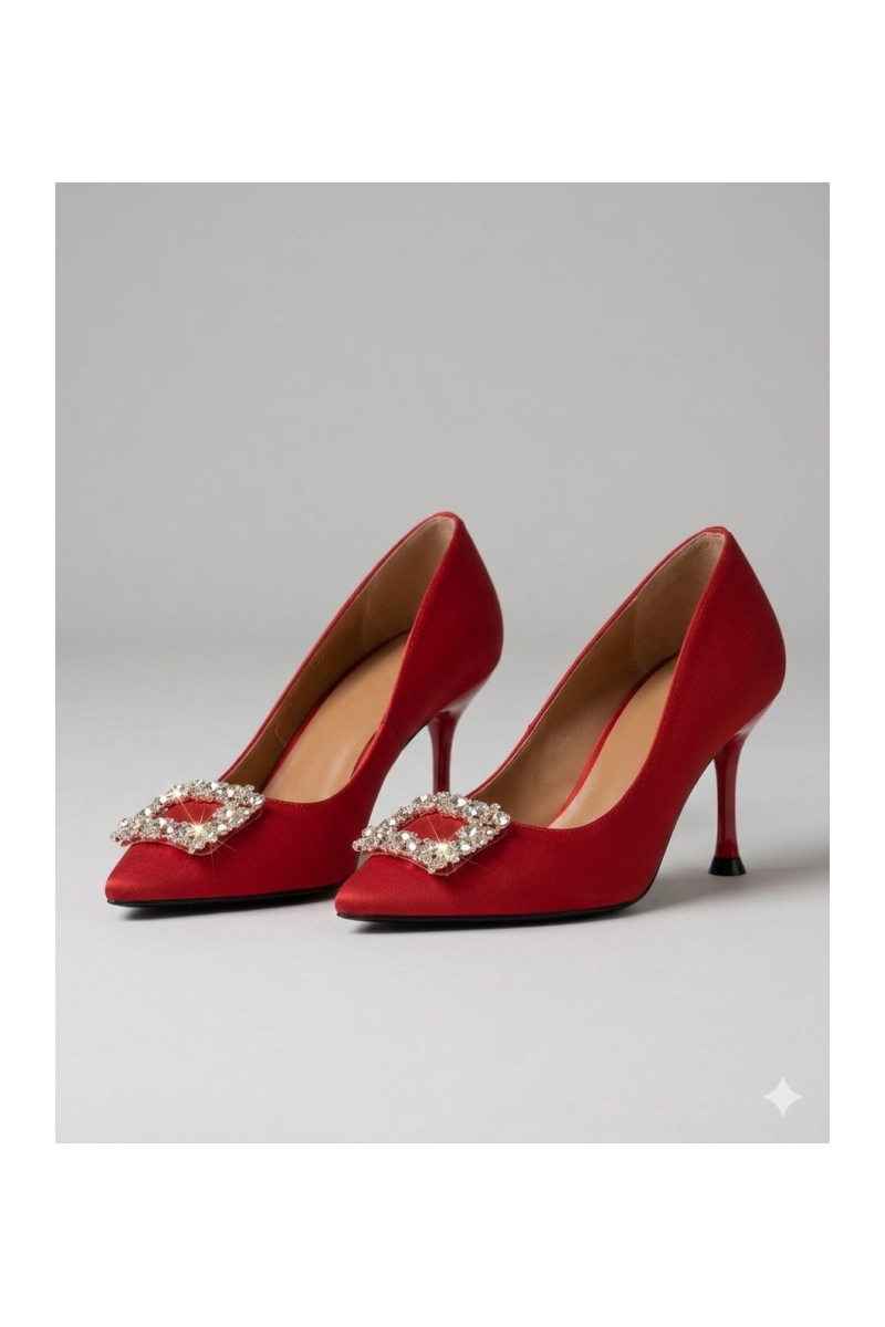 Zapato Topacio Champán - Tacón Aguja Pedrería - Novia Fiesta