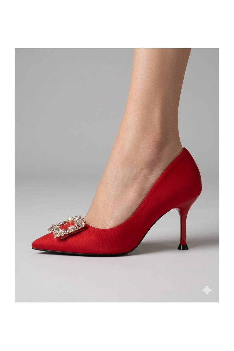 Zapato Topacio Champán - Tacón Aguja Pedrería - Novia Fiesta