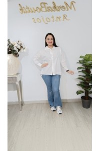 Camisa Básica Blanca Oversize Algodón | Blusa Larga Holgada Mujer | MerkaBoutik