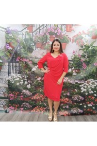 Vestido elegante midi Valencia con escote pico