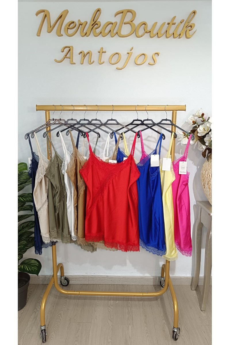 Lencera Satén Encaje Mina para mujer | Top lencero elegante