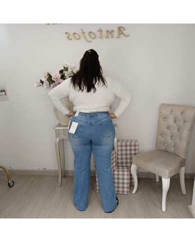 Vaquero Wide Leg Irene | Denim Claro de Pata Ancha y Tiro Alto)